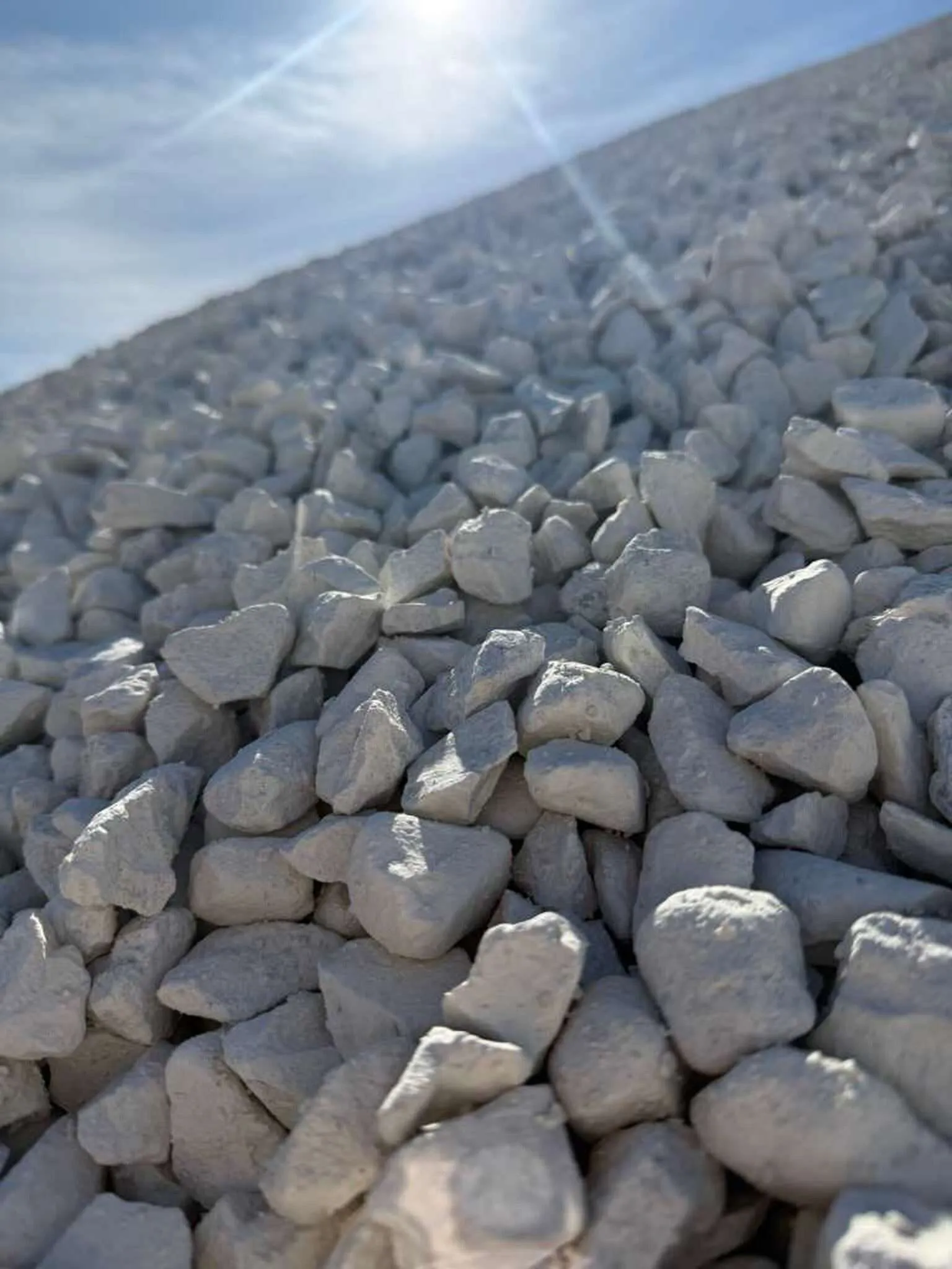 Premium crushed limestone aggregate close-up